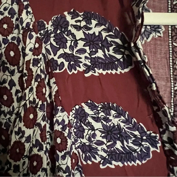 Lucky Brand Burgundy Boho Floral V-Neck Tunic Top Size Medium - Picture 5 of 7